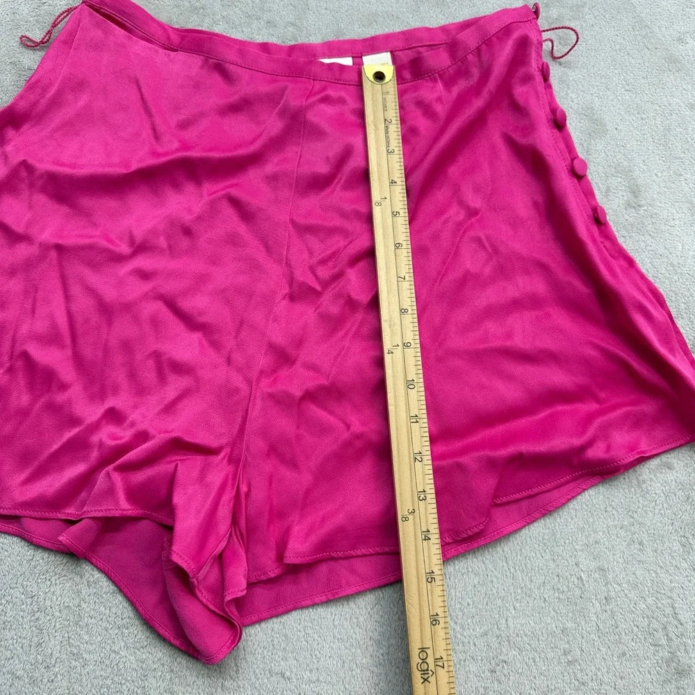 Maeve Anthropologie Shorts Womens 10 Pink Flared Viscose Button Side Barbiecore